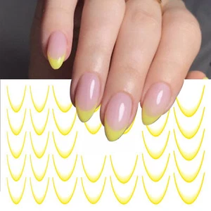 Colorful French Tip Nail Stickers 8X Colorful Nail Decals Manicure Kits classic - Foto 1 di 5