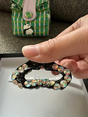 RARE SWAROVSKI AUSTRIAN AB CRYSTAL BLACK FRENCH HAIR CLIP Cloud Design - Image 1 of 4