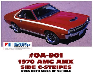 QA-901 1970 AMC - AMERICAN MOTORS - AMX SIDE C-STRIPE DECAL - LICENSED - Bild 1 von 1