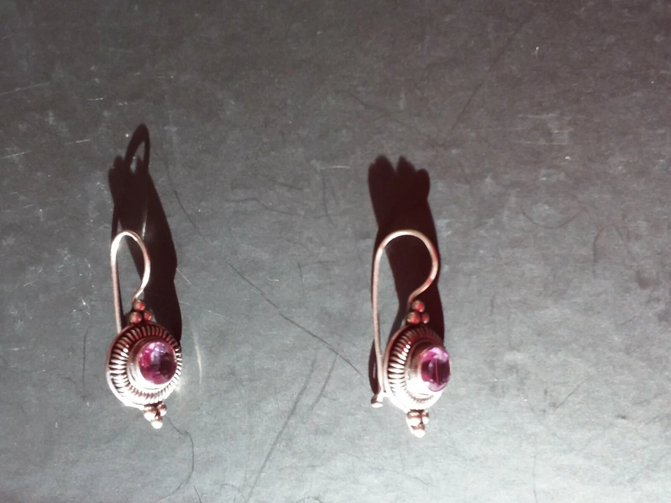 orecchini in argento pendenti con ametista  - Immagine 1 di 4