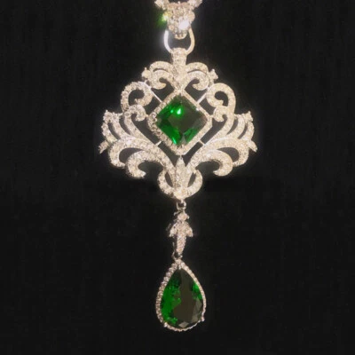 Classical Mother Jewelry Green Citrine Gemstone Women Silver Necklace Pendant - Image 1 of 4