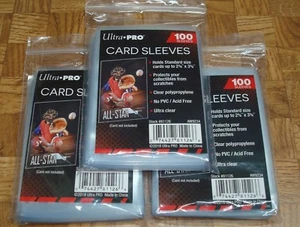 300 NUOVE MANICHE IN POLI PER SCHEDE DA BASEBALL MORBIDE PENNY ULTRA PRO adatte a TOPLOADERS - Foto 1 di 3