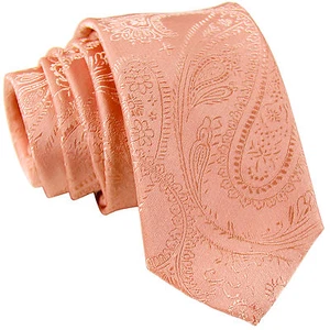 Nueva Corbata Para Hombre Poliéster Tejida 2.5" Delgada Solo Paisley Melocotón Baile de graduación Formal - Imagen 1 de 2
