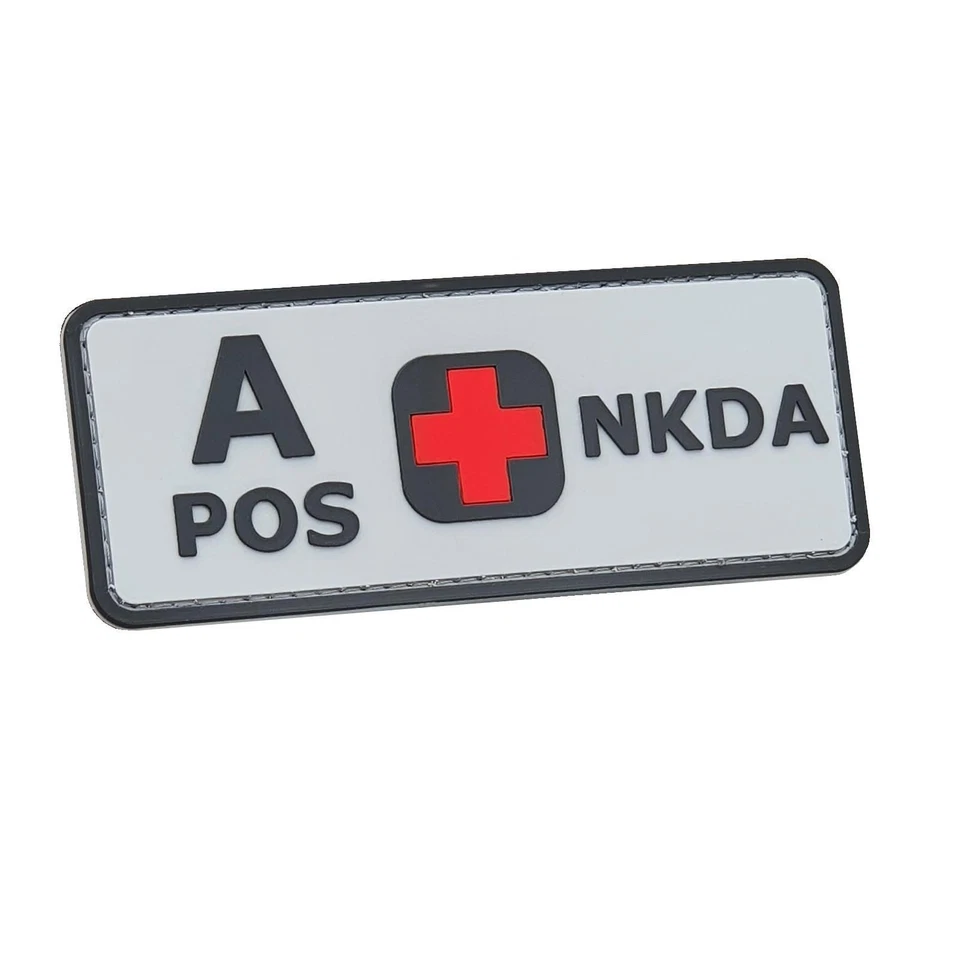 A POS NKDA ACU gray blood type 3D NKA PVC rubber combat fastener patch - Image 1 of 1