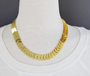 Collar de eslabones de cadena ligeros hojas de laurel dorado 18-20 largo - Imagen 1 de 12