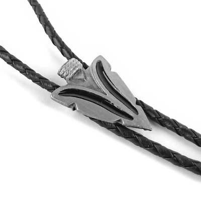 Corbata Bolo enchapada en plata punta de flecha incrustación de esmalte negro cordón ajustable de 36 pulgadas Foto 1 de 4