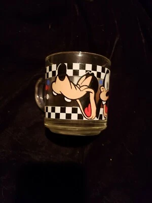 Taza/taza vintage colorida Anchor Hocking tablero de ajedrez transparente Walt Disney GOOFY EE. UU. Foto 1 de 4