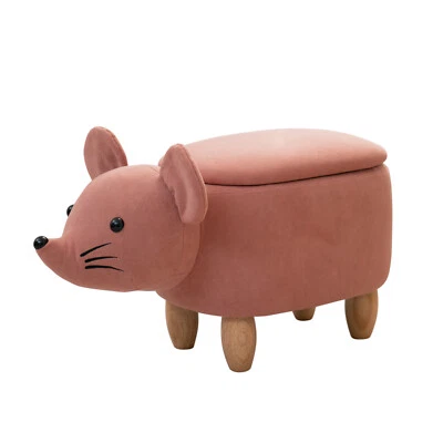 SVITA Tierhocker Stauraum Kinderhocker Sitzhocker Kinderzimmer Sitzbox Maus Rosa - Bild 1 von 4