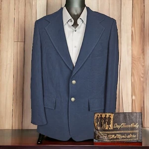 Vintage Sears Sport Coat Blazer Mens 40R Blue Polyester - Picture 1 of 10