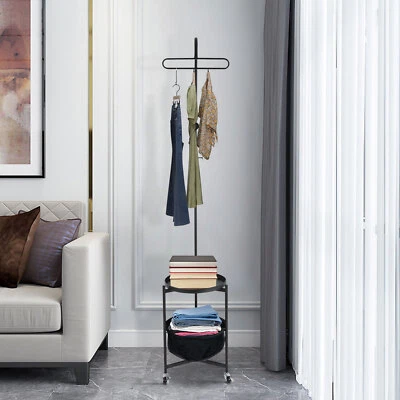 Perchero de pie libre 3 en 1 perchero móvil perchero negro Foto 1 de 4