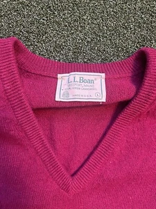 VINTAGE LL BEAN 100% LAMBSWOOL V NECK SWEATER VEST MENS L MADE IN USA Dark Red - Picture 1 of 3