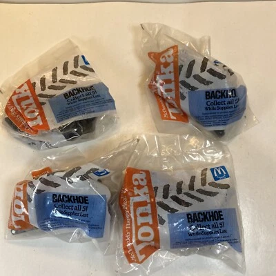 Vintage 1992 McDonalds Tonka Backhoe Lot Of 4 Happy Meal Toys NEW - Image 1 of 4