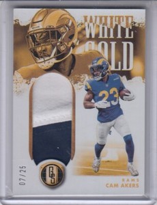CAM AKERS 2022 Panini Gold Standard White Gold Materials Prime #12 7/25 Rams