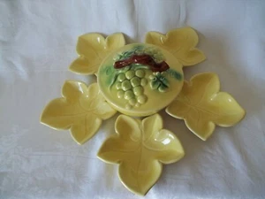 Vintage Mid-Century Belmar of California Yellow Grape Leaf Bowls Snack Set 7 Pc - Picture 1 of 11