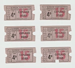 6 billetes de transporte de Glasgow Corporation Copland Road - Imagen 1 de 2