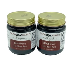 Amish Blackberry Seedless Jam Non GMO Vegan All Natural - 9 oz - 2 Jars - Picture 1 of 6