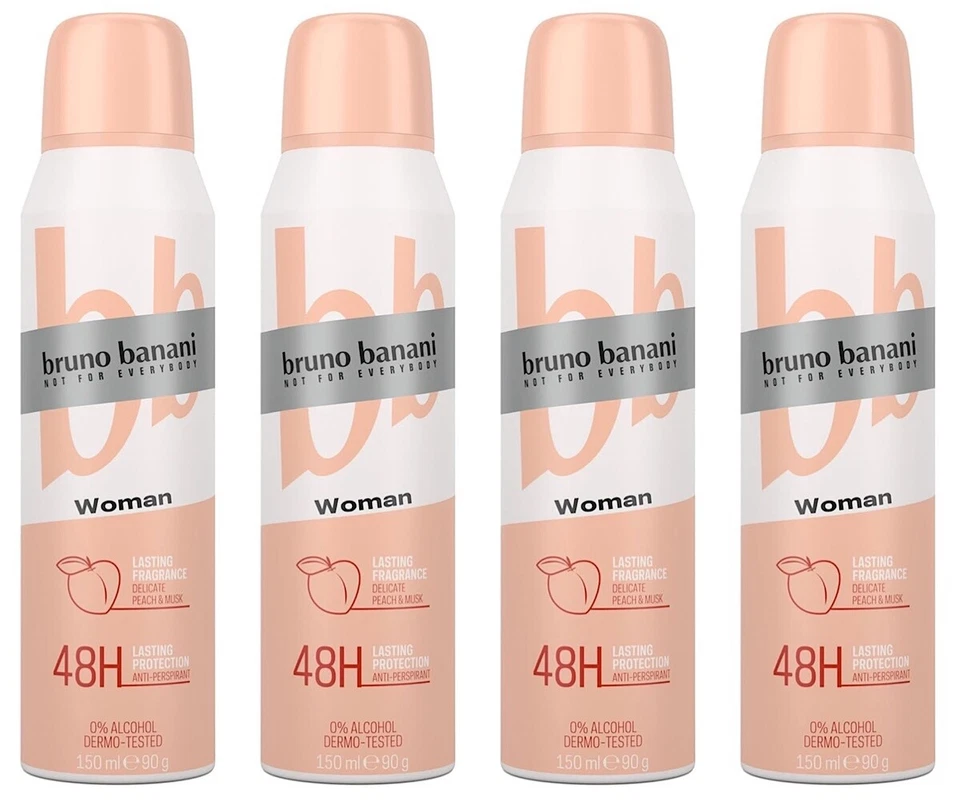 ✅ Bruno Banani Damen Deo Woman Deodorant Not for Everybody 4x 150ml ✅