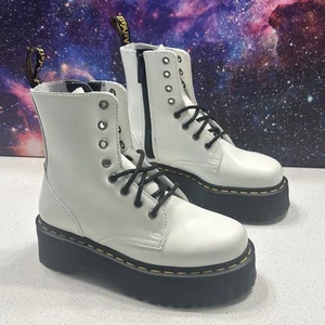 Dr Martens Jadon White Leather Platform Combat Boots Sz 37 EU/ US Women 6 Men 5 - Picture 1 of 10