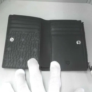 MCM Visetos Authentic Bifold Wallet Card Case Geldbörse Black Logo Embosse Men's - Bild 1 von 11