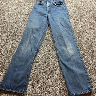 Винтажные джинсы Levi's Kids 20 x 29 прямые штанины винтажный оранжевый вкладка джинсовой ткани 70-х - Изображение 1 из 4