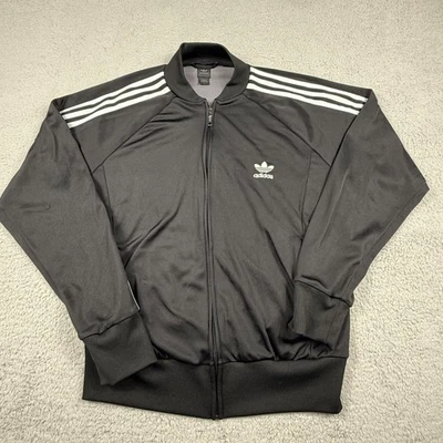 Adidas Track Jacket Mens Large Black Originals 3 Stripes Trefoil SST Zip READ - Image 1 of 4