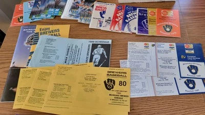 Milwaukee Brewer Lot Of 400 Pocket Schedules 1970s To 1990s Beer Insurance  - Image 1 of 4