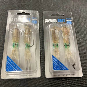 2pk Savage Salt Swim Squid 95 “Green Eye” (1 Lot 1 Price) - Foto 1 di 3