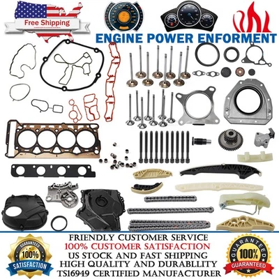 For Audi VW Cylinder Head Gasket Set Timing Chain Kit Valves TSI TFSI 2.0T 2.0 — 第 1/4 张图片