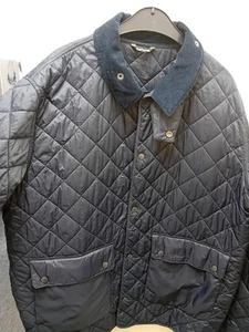 Mens Barbour jacket size XXL quilted padded navy blue front pockets - Picture 1 of 8