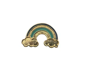 Vintage Gold Tone and Enamel Rainbow and Clouds Pin/Brooch - Picture 1 of 4