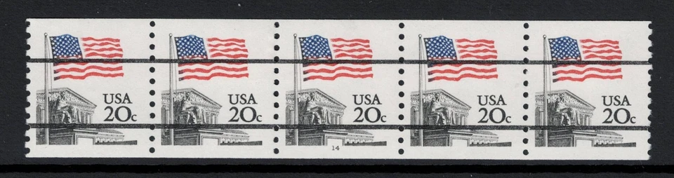 SCOTT#1895b, 20c FLAG PRECANCEL PNC5, PLT.#14. XF & NH. - Image 1 of 2
