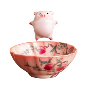 Ceramic Tea Cup Kung Fu Teacup with Tea Pet Collectible 95ml Decorative Handmade - Picture 1 of 6