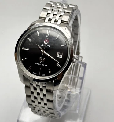 Vintage Rado Golden Horse Automatic 25 Jewels Day/Date Black Men's Watch 763.393 - Image 1 of 4