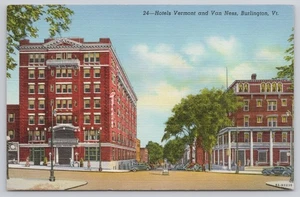 Burlington VT Hotels Vermont und Van Ness Straßenszene Postkarte - Bild 1 von 2