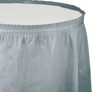 Creative Converting Plastic Table Skirt, 14-Feet, Shimmering Silver Pack Of 1 Sh - Picture 1 of 1