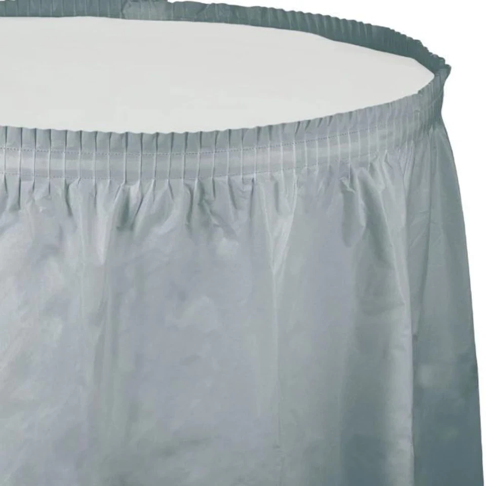 Creative Converting Plastic Table Skirt, 14-Feet, Shimmering Silver Pack Of 1 Sh - Image 1 of 1