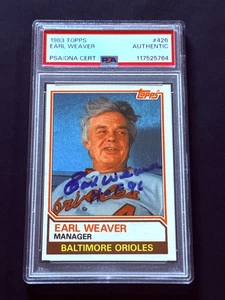 Earl Weaver Signed Autograph 1983 Topps #426 PSA DNA w/HOF Inscription - Picture 1 of 3