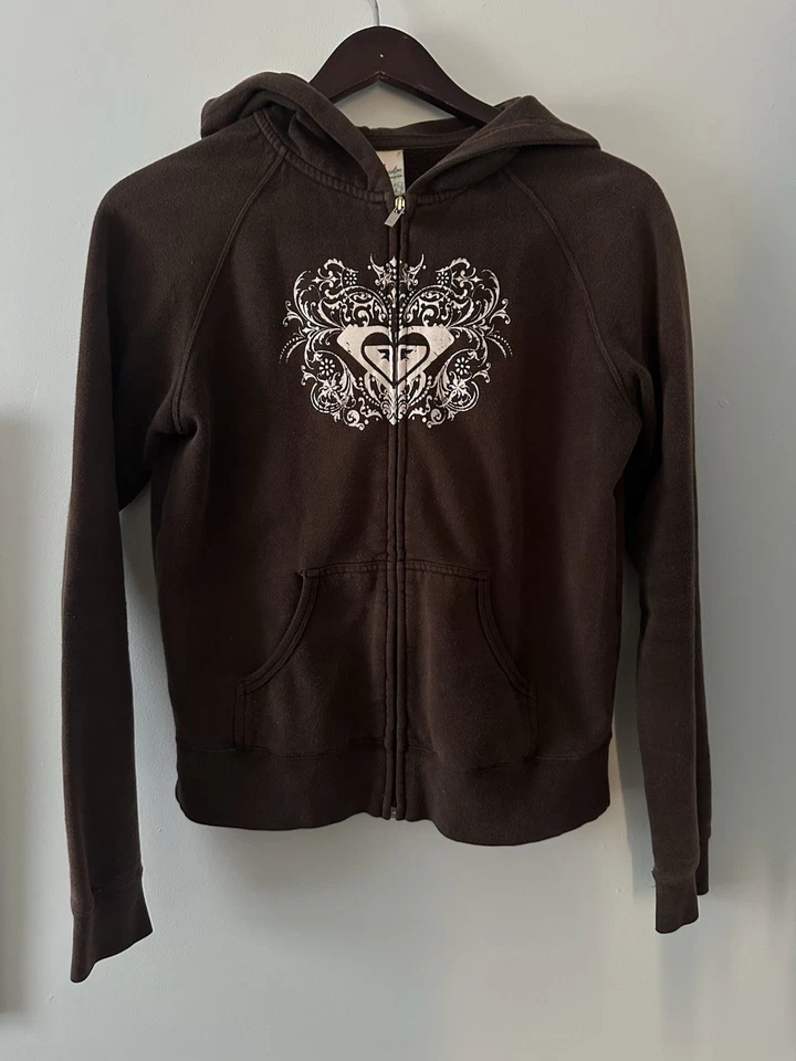 Vintage Y2k Roxy Paradise Hoodie Sweatshirt Womens Small Brown Zip up - Image 1 of 4
