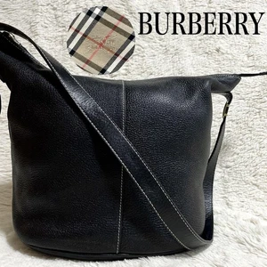 BURBERRY Bolso de Hombro Cartera Nova Check Cuero Negro Auténtico - Imagen 1 de 24