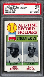 1979 Topps #415 All-Time Stolen Base Leaders Lou Brock HOF PSA 9 MINT 8123 - Picture 1 of 4