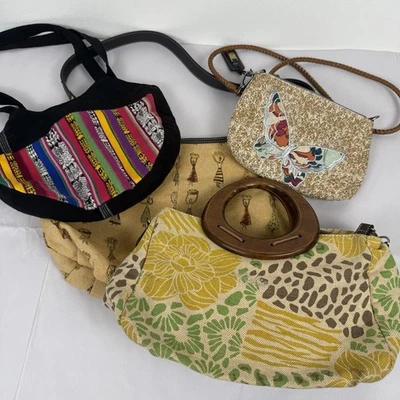 Lot Of 4 Purses Canvas Relic Aigner Shoulder & Crossbody Embroidered Boho - Image 1 of 4