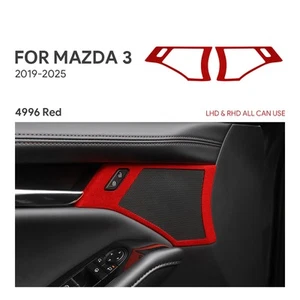 Pegatina de tira de ajuste de marco de altavoz de puerta de gamuza roja para coche Mazda 3 CX30 2019-2025 - Imagen 1 de 10