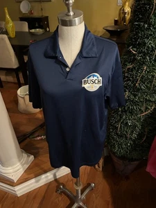Busch Beer Logo Medium Dri Fit Blu Navy Uomo Nike Golf Polo - Foto 1 di 7