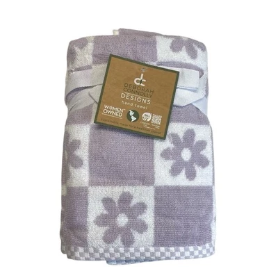 Deborah Connolly Designs Hand Towels Purple White Floral Set of 2 - Image 1 of 4