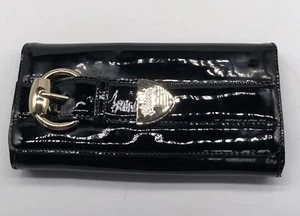 Gucci Black Patent Leather 'Romney' Belt-Effect Large Flap Closure Clutch - Picture 1 of 9