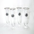 Vintage Warsteiner Beer Glass .3L Footed 9" Tall Pilsner Gold Rim Set of 4