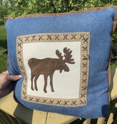 Vintage 16 x 16 in Rustic Moose Throw Pillow by Woolrich Clean Great Condition - Image 1 of 4