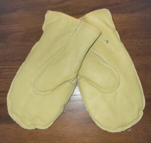 Vintage Wells Lamont Leather Suede Men's Work Mittens XL Tan gloves