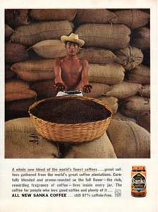 Impresión publicitaria vintage bebida café SANKA hombre trabajador mano llena plantación 62 - Imagen 1 de 1
