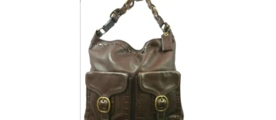 Bolsa de ombro Coach Bleeker Elisa couro mogno amarrado XL Duffle Hobo - Imagem 1 de 4